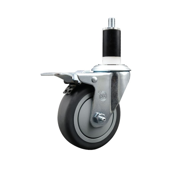 4'' Thermoplastic Rubber Swivel 1-3/8'' Expanding Stem Caster Total Lock Brake